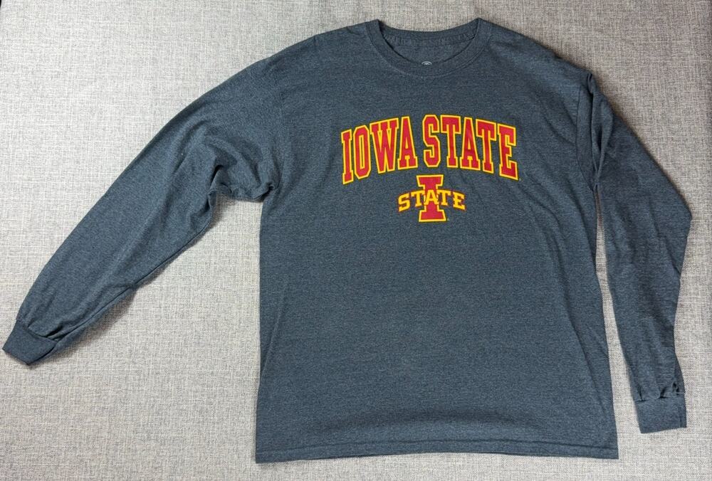 Iowa State Cyclones Long Sleeve T Shirt Mens Large Gray NCAA College Top of Worl